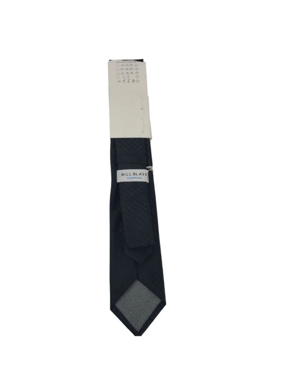 Bill Blass Essentials Tie Hanky & Tie Bar Set Black With Subtle Check Pattern